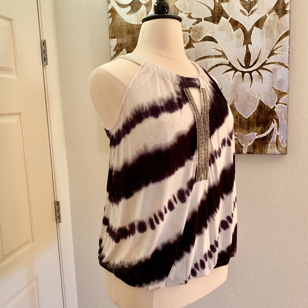 INC Halter Black & White Tie Dye Top
